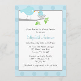 Invitación Aves azules niegan Baby Shower