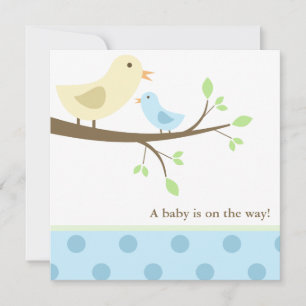 Invitación Aves azules y amarillas Baby Shower