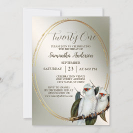 Invitación Aves blancas de la fiesta de los cumpleaños Hojas 