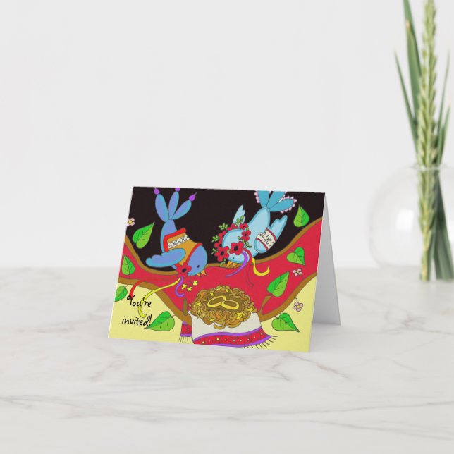Invitación Aves bodas atacan arte folclórico ucraniano (Anverso)