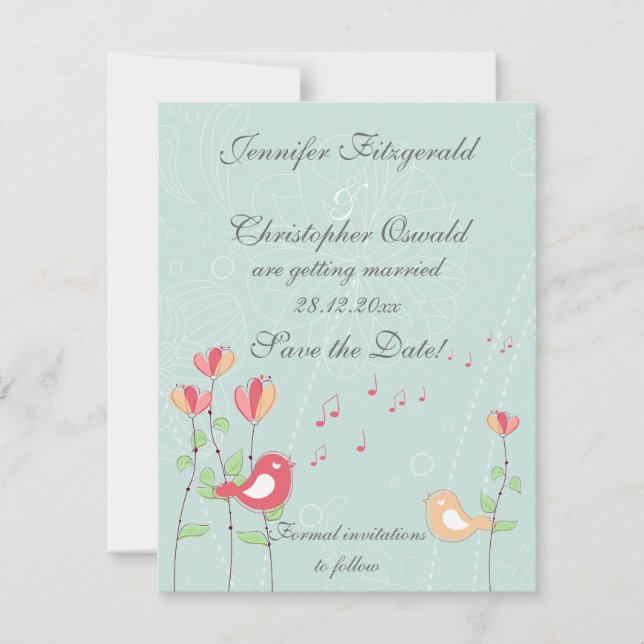 Invitación Aves cantantes caprichosas con flores salvan la fe (Anverso)