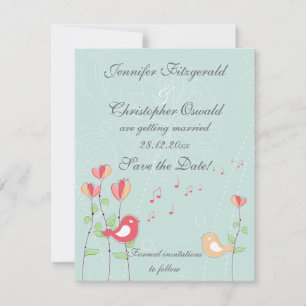 Invitación Aves cantantes caprichosas con flores salvan la fe