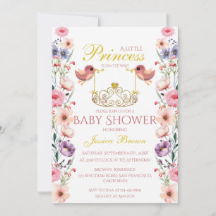 Invitación Aves con temática de princesa y Baby Shower de Tia
