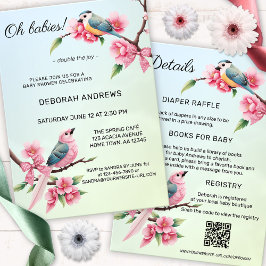 Invitación Aves cortas doblan Baby Shower