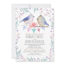 Aves Cutas Pareja Boda de Árbol Floral Rosa