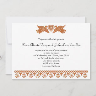 Invitación Aves de amor al estilo del pintado del papel