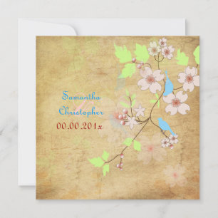 Invitación Aves de amor antiguas/fuentes diy, et al.