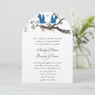 Invitación Aves de amor antiguas invitan a una boda Verde azu