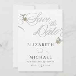 Invitación Aves de amor azules y blancas mínimas salvan la fe