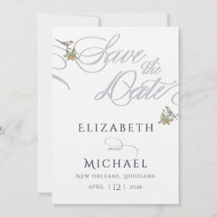 Invitación Aves de amor azules y blancas mínimas salvan la fe