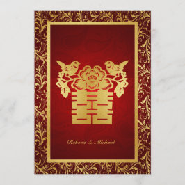 Invitación Aves de amor chinas doble felicidad