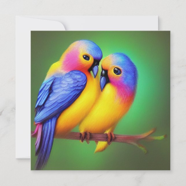 Invitación Aves de amor Color hermoso (Anverso)