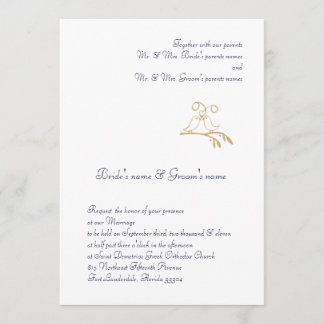 Invitación Aves de amor doradas