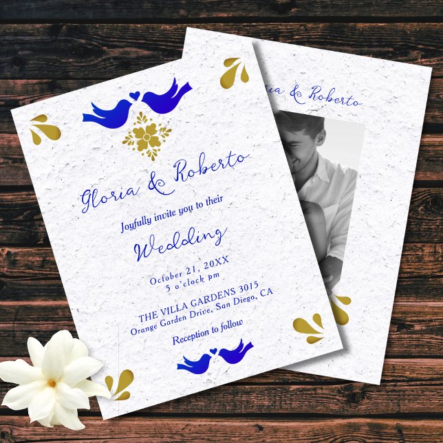 Invitación Aves de amor elegantes Boda mexicano (Subido por el creador)