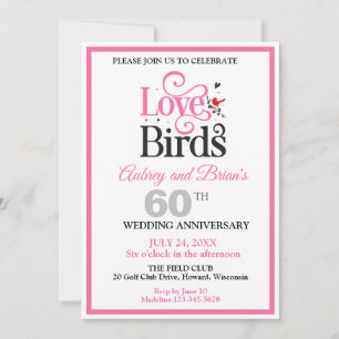 Invitación Aves de amor personalizadas del 60 aniversario