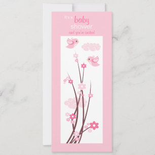 Invitación Aves de amor rosadas Flores de primavera Baby Show