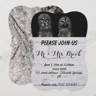 Invitación Aves de búho aman ramas Destino Destino's
