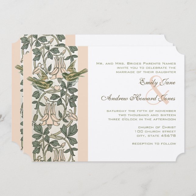 Invitación Aves de cosecha rosa Rubor Boda HoneySuckle (Anverso / Reverso)