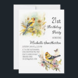 Invitación Aves de época amarillas Goldfinch 21º cumpleaños<br><div class="desc">Invitación a la fiesta de cumpleaños 21 para mujeres con pinturas de ataúdes amarillos y negros sentadas en las ramas de un árbol. El texto es un tipo de letra de guión elegante. Contáctame para obtener ayuda con tus personalizaciones o para solicitar productos adicionales de correspondencias o coordinación de Zazzle...</div>