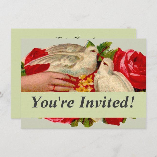 Invitación Aves de época Amo victoriano Adorable Arte Clásico (Anverso / Reverso)