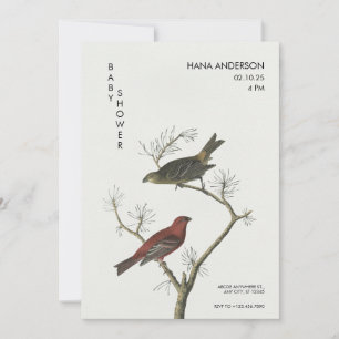 Invitación Aves de época arte al estilo japonés Baby Shower