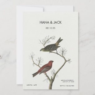 Invitación Aves de época arte Boda de estilo japonés