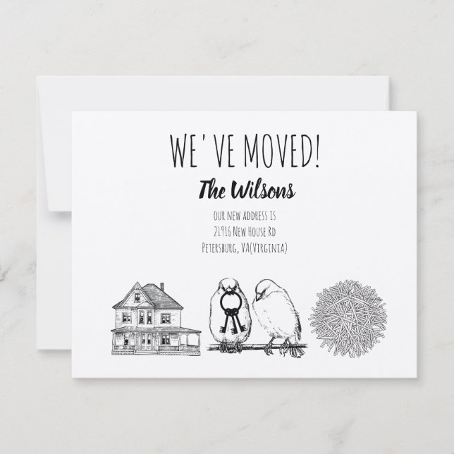 Invitación Aves de época y Nest Rustic Kraft Brown (Anverso)