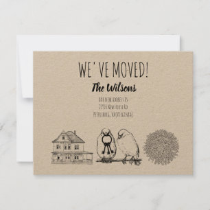 Invitación Aves de época y Nest Rustic Kraft Brown