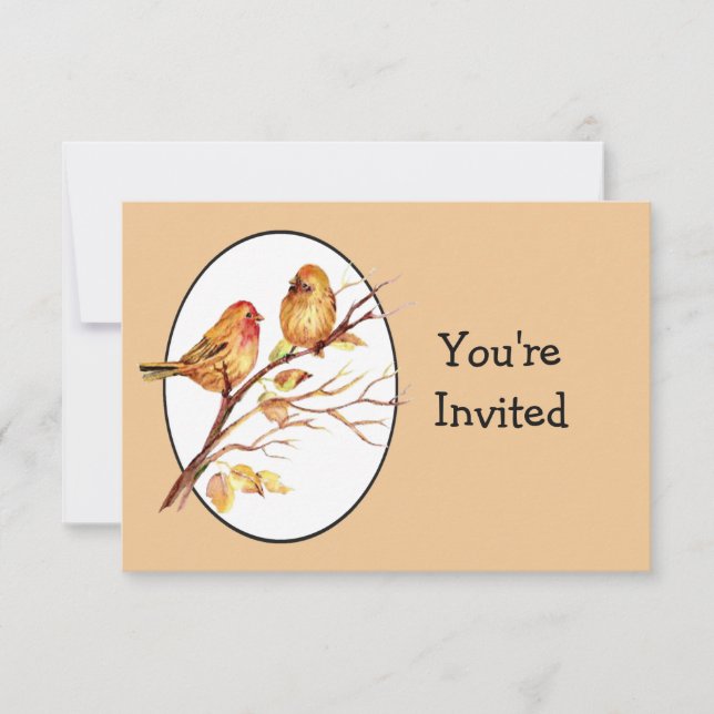 Invitación Aves de jardín lindo Aniversario de la pareja de B (Anverso)