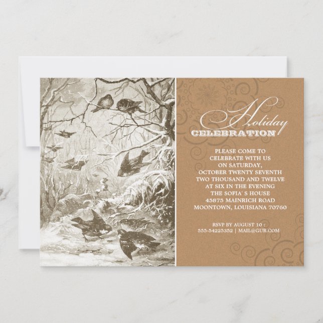 Invitación aves de la época invitan a celebrar las fiestas (Anverso)