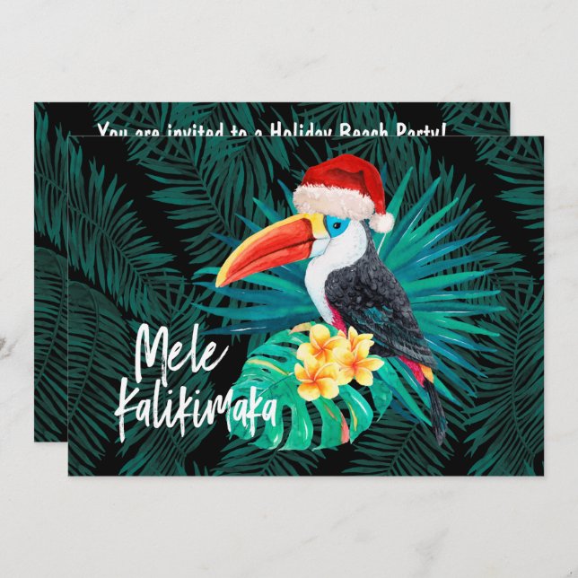 Invitación Aves de la selva tropical Mele Kalikimaka (Anverso / Reverso)
