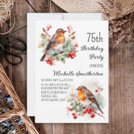 Invitación Aves de la Vintage Robin Redmama 75º cumpleaños
