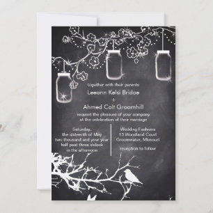 Invitación Aves de matrimonio rústico Mason Jar Chalkboard