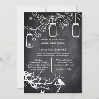 Invitación Aves de matrimonio rústico Mason Jar Chalkboard