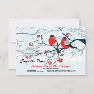 Invitación Aves de pecho carmesí guardan la fecha