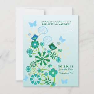 Invitación Aves de una pluma salvan los anuncios de la fecha