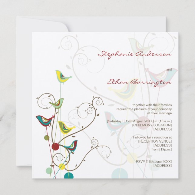 Invitación Aves De Verano Y Bodas De Natación Extraordinarias (Anverso)