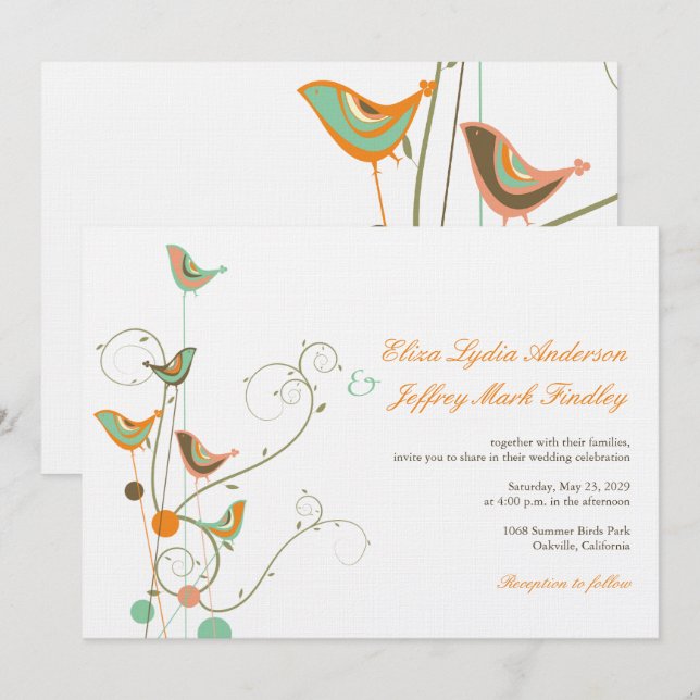 Invitación Aves De Verano Y Bodas De Natación Extraordinarias (Anverso / Reverso)
