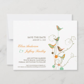 Invitación Aves De Verano Y Swirls Extraordinarias Guardan La