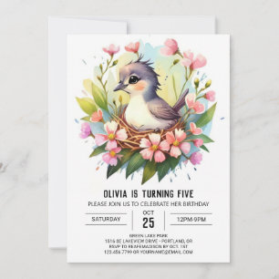 Invitación Aves de Woodland Children