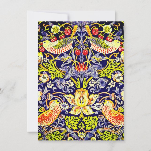 Invitación Aves del ladrón de fresas William Morris (Anverso)
