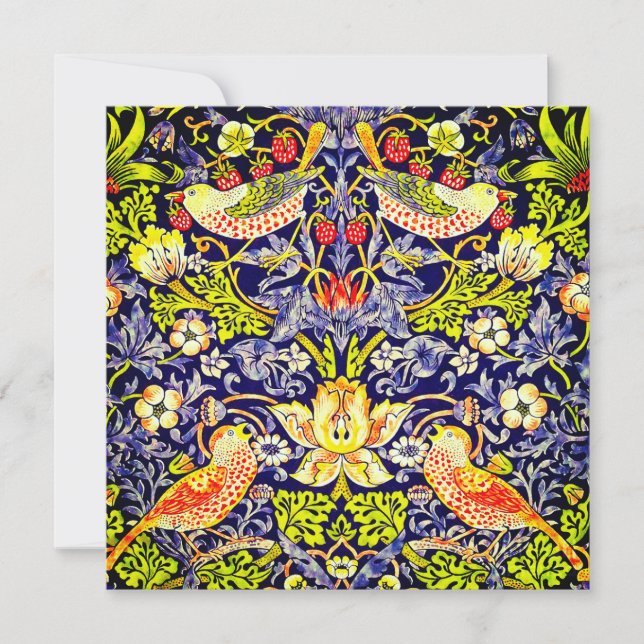 Invitación Aves del ladrón de fresas William Morris (Anverso)