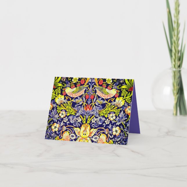 Invitación Aves del ladrón de fresas William Morris (Anverso)