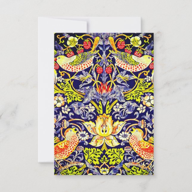 Invitación Aves del ladrón de fresas William Morris (Anverso)