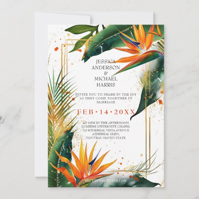 Invitación Aves del paraíso (Anverso)