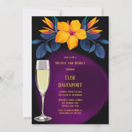 Invitación Aves del Paraíso Hibiscus Brunch y Bubbly