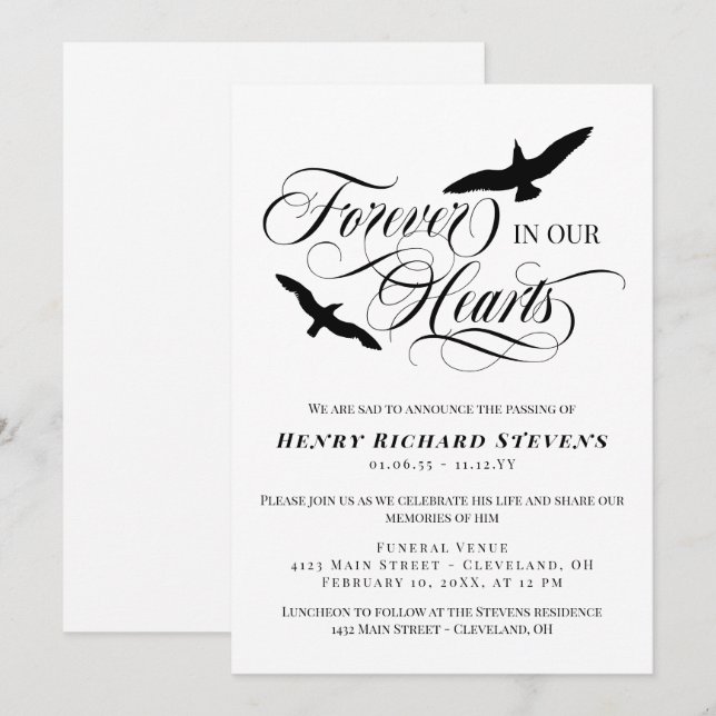 Invitación Aves En Aumento Para Siempre En El Funeral De Nues (Anverso / Reverso)