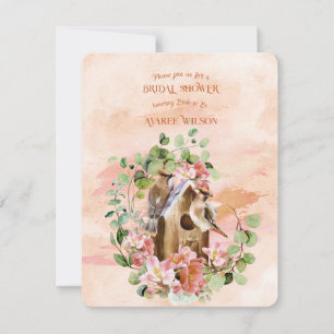 Invitación Aves en una ola de flores duchas de novias