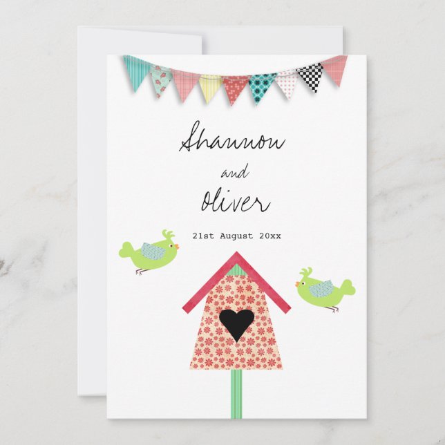 Invitación Aves extravagantes Y Bodas De Aves Invitan A La Ca (Anverso)