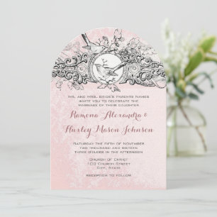 Invitación Aves Forestales Boda de Vintage Rosa de Madera Mus